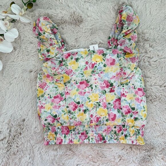 Janie and Jack Floral Smocked Waist Chiffon Top Size 12 Girls - Picture 3 of 8